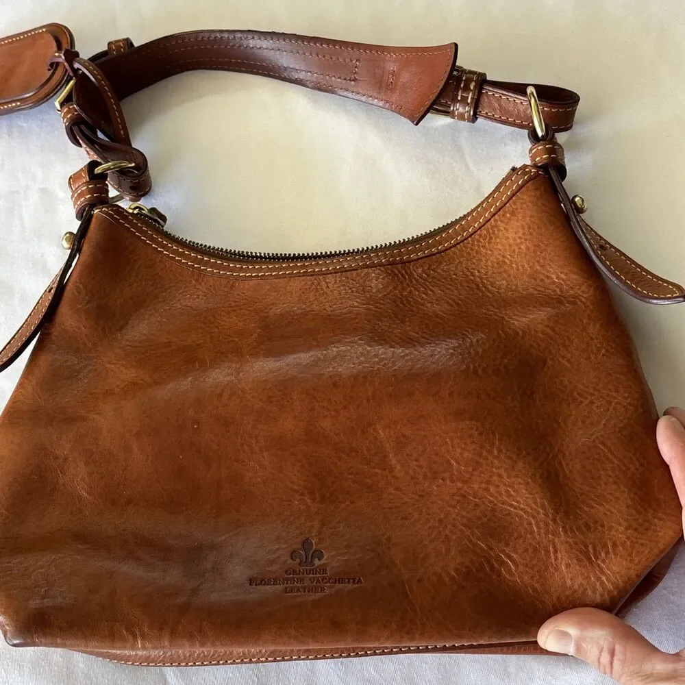 Dooney & Bourke Florentine Leather Small Lucy Hobo Tan Shoulder Bag - Picture 8 of 16